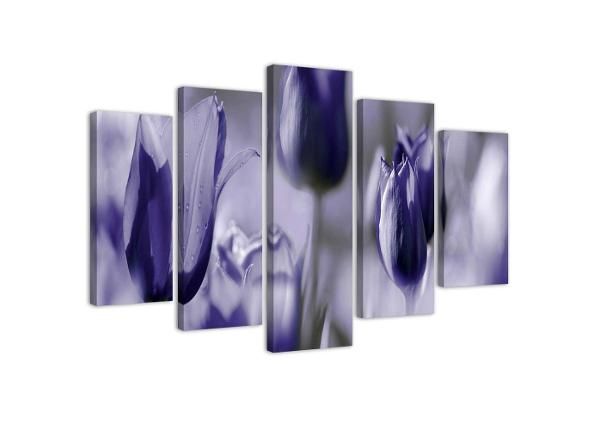 Картина из 5-частей Purple Tulips in the Meadow 100x70 см