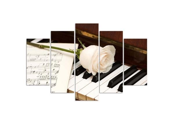 Картина из 5-частей Rose on Piano 100x70 см