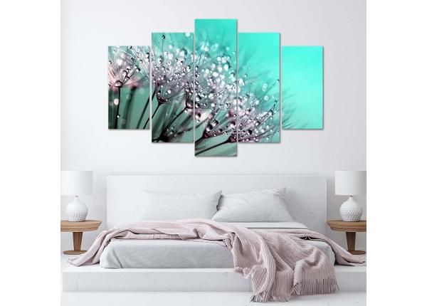 Картина из 5-частей Turquoise Dandelions 100x70 см