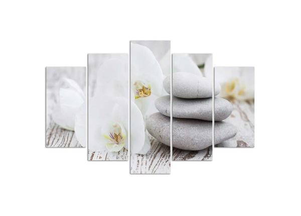 Картина из 5-частей White zen orchid and stones 100x70 см