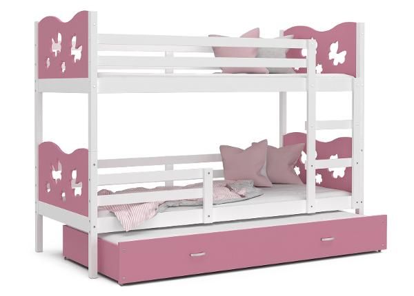 Комплект двухъярусной кровати 80x190 cm, белый/розовый