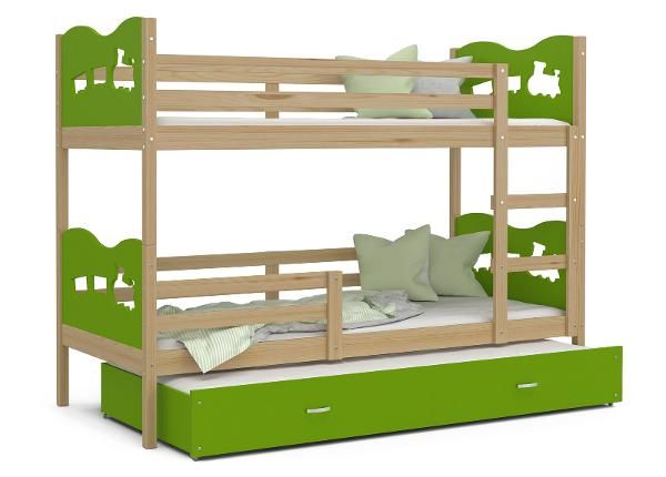 Комплект двухъярусной кровати 80x190 cm, сонома/зелёный