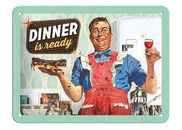 Металлический постер в ретро-стиле Dinner is ready 15x20 cm