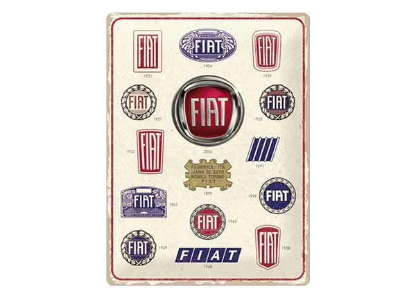 Металлический постер в ретро-стиле Fiat - Logo Evolution 30x40 см
