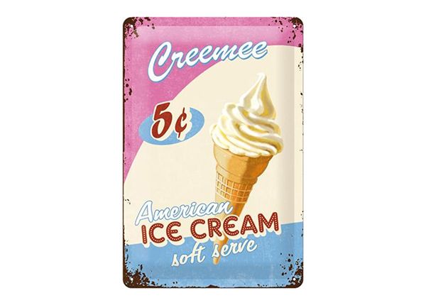 Металлический постер в ретро-стиле Ice Cream 20x30 см