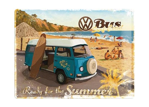 Металлический постер в ретро-стиле VW Bus Ready For The Summer 30x40 см