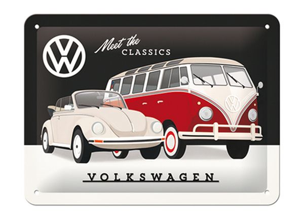 Металлический постер в ретро-стиле VW - Meet the Classic 15x20 см