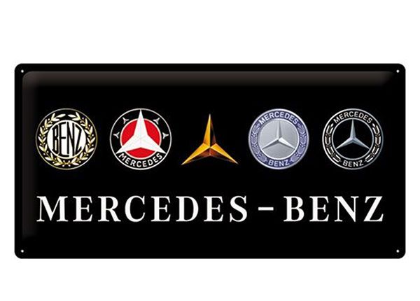 Металлический ретро-постер с логотипом Mercedes-Benz 25х50 см