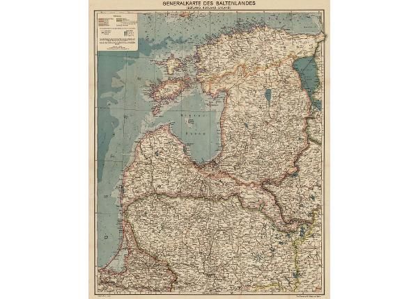 Настенная карта Regio Generalkarte des Baltenlandes 1917