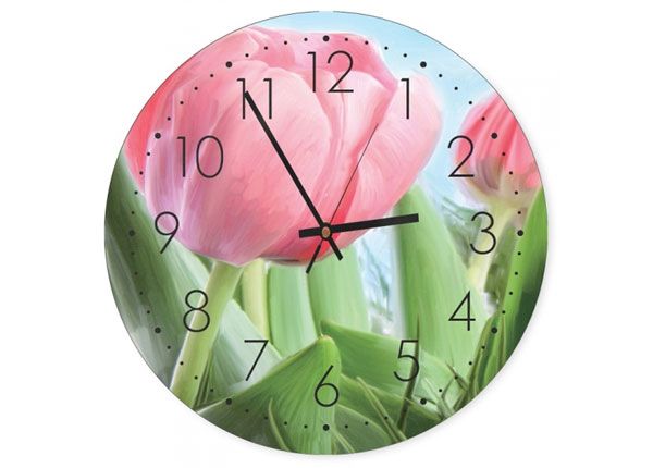 Настенные часы с картиной Pink tulips