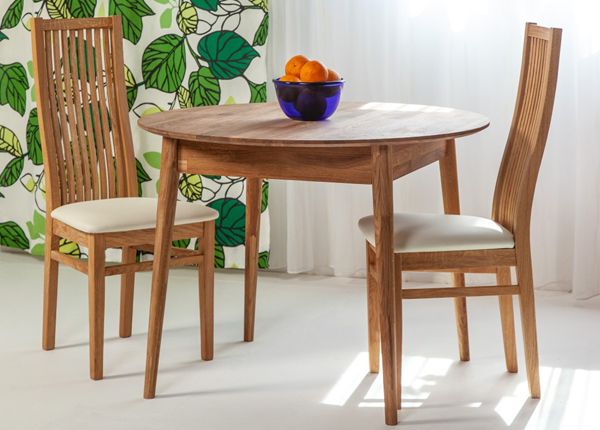 Обеденный стол из массива дуба Scan Ø100 cm+ 2 стула Sandra