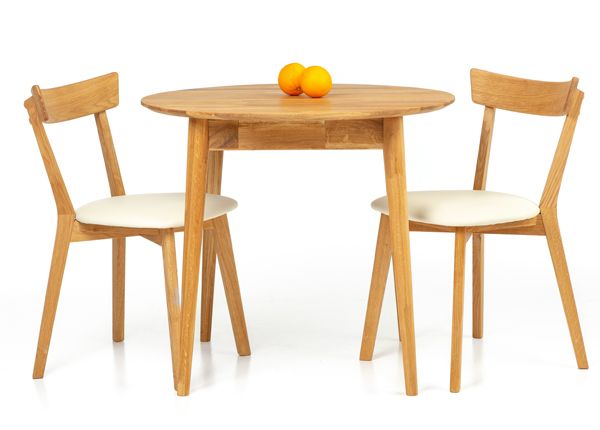 Обеденный стол из массива дуба Scan Ø85 cm+ 2 стула Viola beige