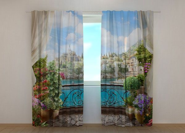 Полузатемняющая штора Balcony with flowers 240x220 см