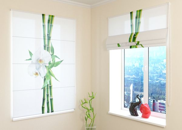 Полузатемняющая pимская штора Bamboo and white orchid 1, 160 х 180 см