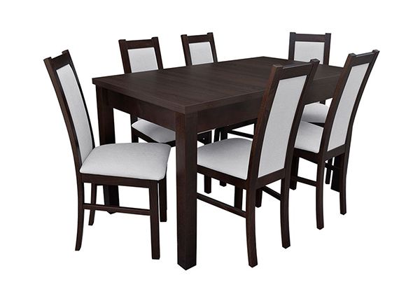 Удлиняющийся обеденный стол 80x140-195 cm + 6 стульев
