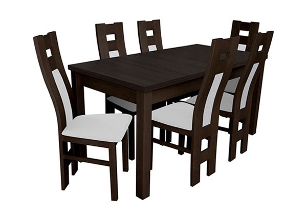 Удлиняющийся обеденный стол 80x160-200 см + 6 стульев