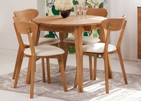 Удлиняющийся обеденный стол Basel 110-160x110 cm+ 4 стула Irma