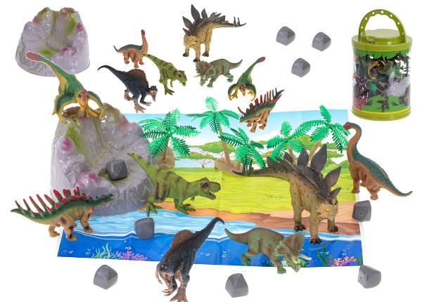 Фигурки динозавров 7 шт + коврик и набор аксессуаров