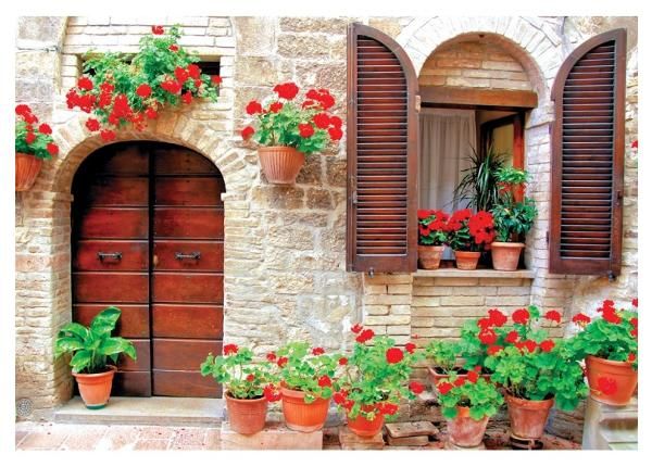 Флизелиновые фотообои Italian House with Colorful Potted Flowers 368x254 см