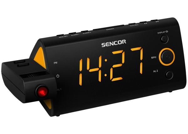 Часы-радио Sencor, черный / оранжевый