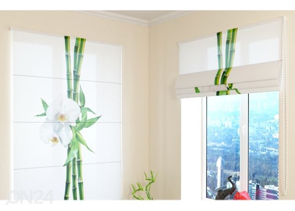 Полупрозрачная римская штора Bamboo and white orchid 1