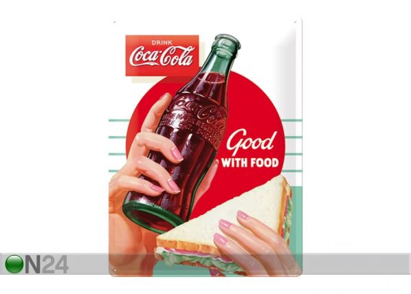 Металлический постер в ретро-стиле Coca Cola Good with food 30x40 cm