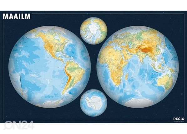 Regio карта полушарий мира 1:34 000 000