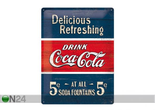 Металлический постер в ретро-стиле Coca-Cola 5c Delicious Refreshing 30x40cm