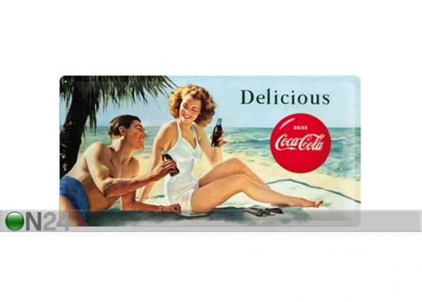 Металлический постер в ретро-стиле Coca-Cola Delicious 25x50cm