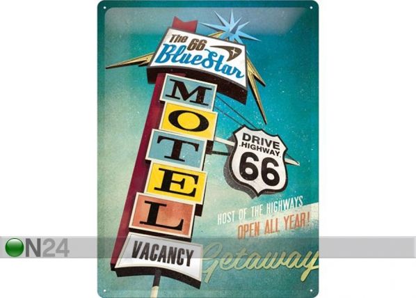 Металлический постер в ретро-стиле The 66 Blue Star Motel 30x40 см