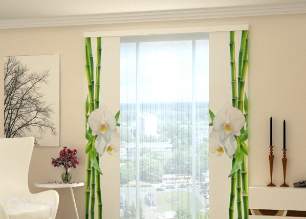 Полузатемняющая панельная штора Bamboo and white orchid 80x240 см