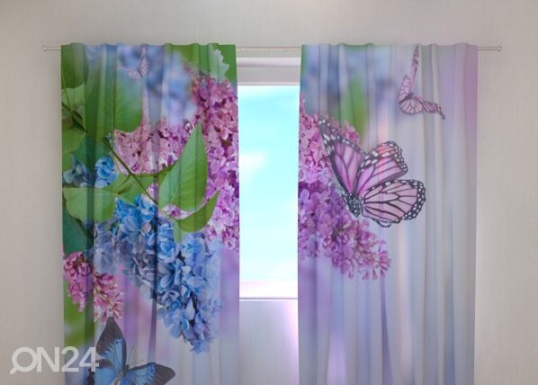Просвечивающая штора Lilac and butterflies 240x220 см