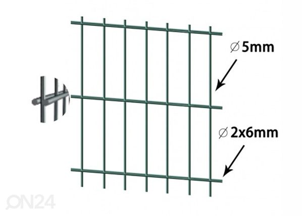 Заборная панель 2D RAL6005, 6/5/6 mm 103x250 cm