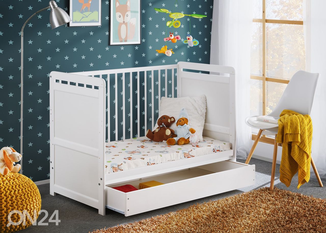 Детская кроватка Tymek Plus + матрас 60x120 cm, белый увеличить
