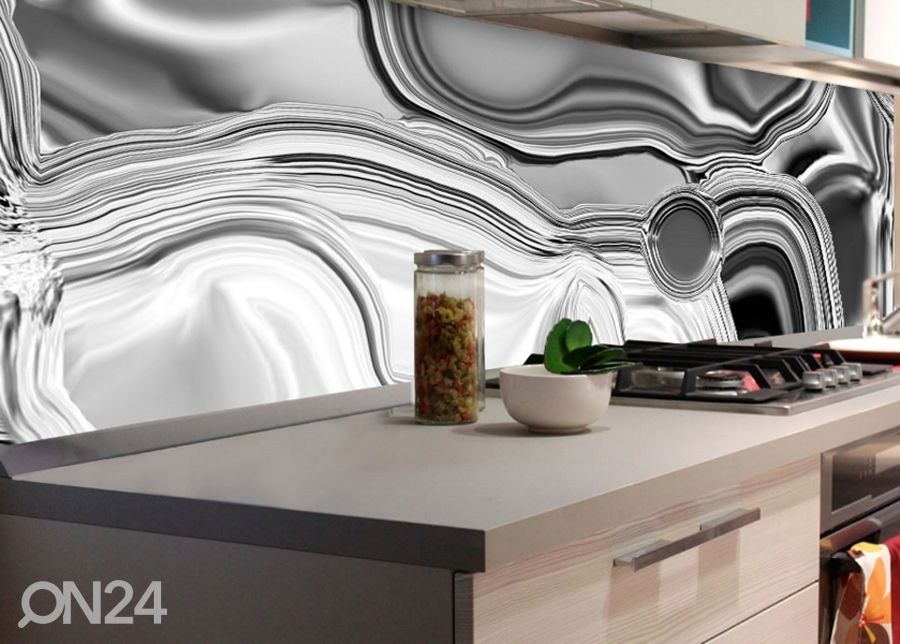 Кухонный фартук Liquid chrome silver 180х60 см увеличить