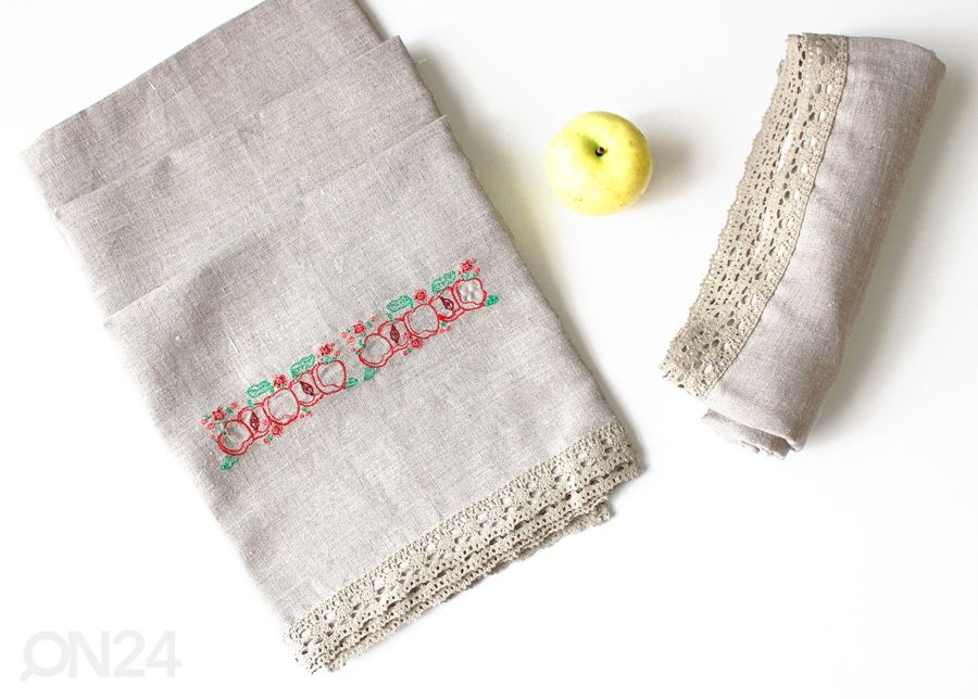 Льняное банное полотенце Маленькие яблоки увеличить