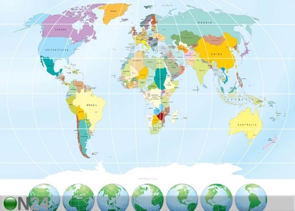 Флизелиновые фотообои World map 360x270 см