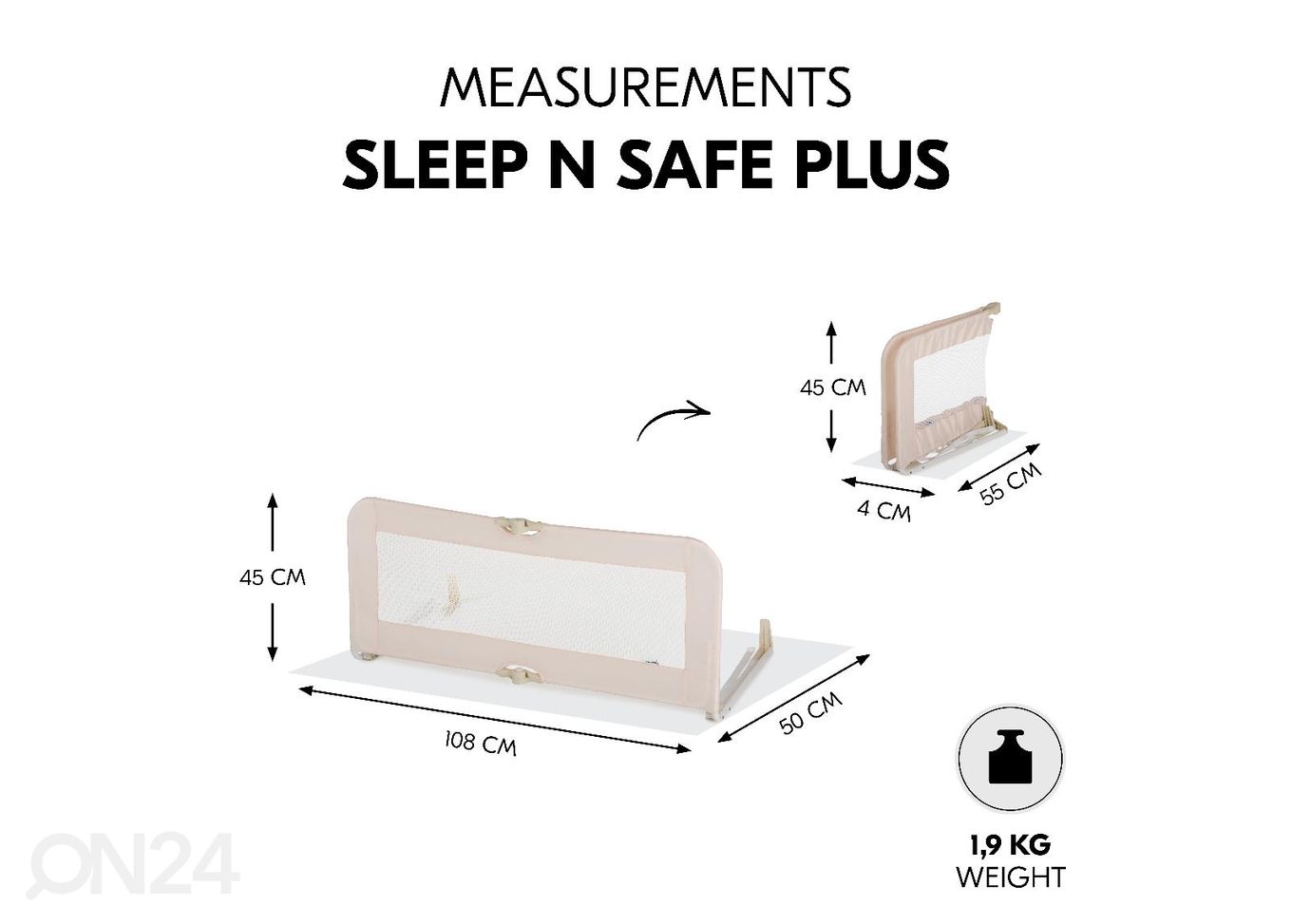 Бортик для кровати 108 cm Hauck Essential Sleep N Safe Plus бежевый увеличить