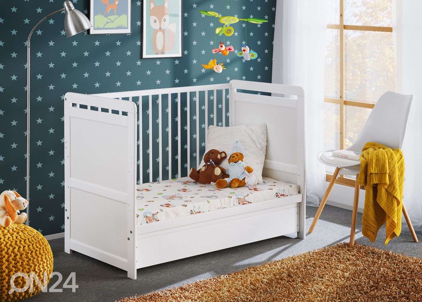 Детская кроватка Tymek Plus 60x120 cm, белый увеличить