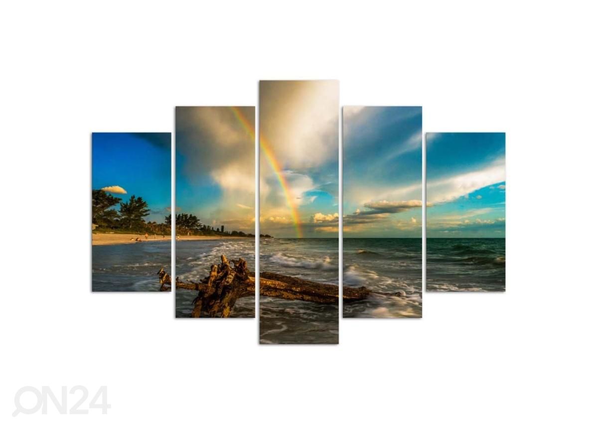 Картина из 5-частей Rainbow over the Beach 150x100 см увеличить