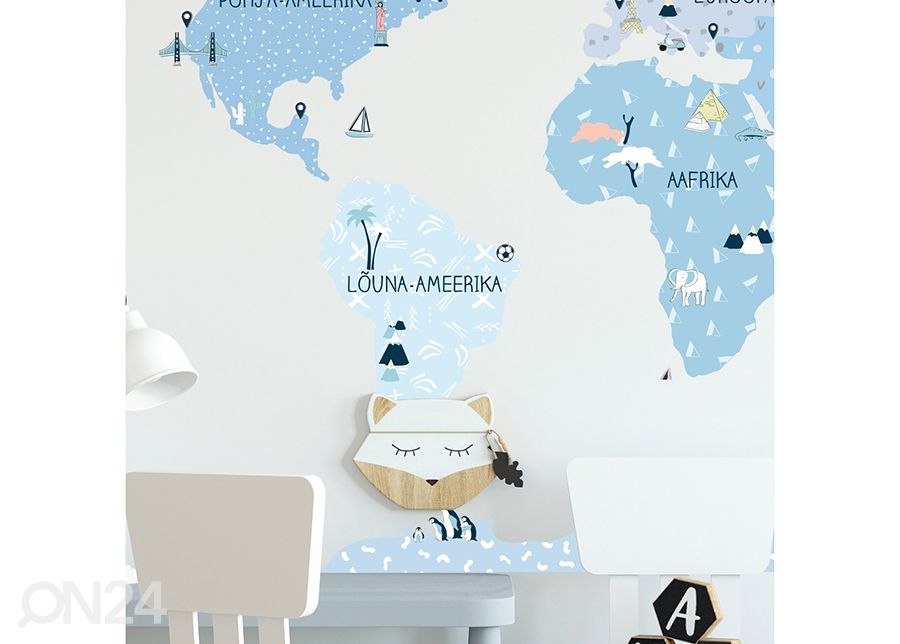 Настенная наклейка Карта мира S на эстонском языке, ice cold увеличить