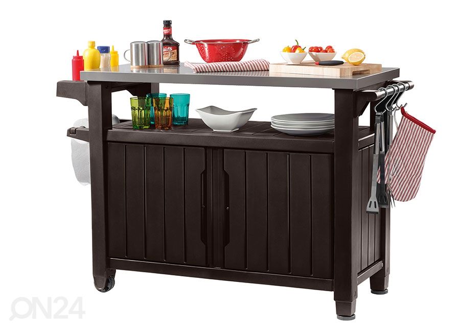 Приставной столик для летней кухни Keter Unity XL 52x134 см, коричневый увеличить