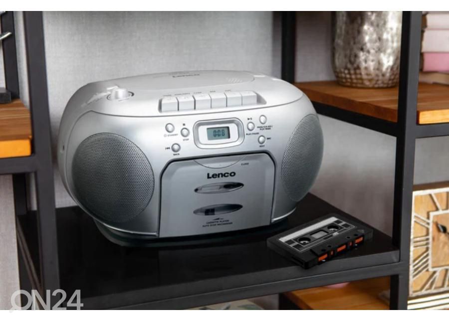 Радиоприемник Lenco CD с кассетным проигрывателем, серебристый увеличить