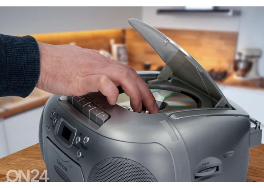 Радиоприемник Lenco CD с кассетным проигрывателем, серебристый увеличить