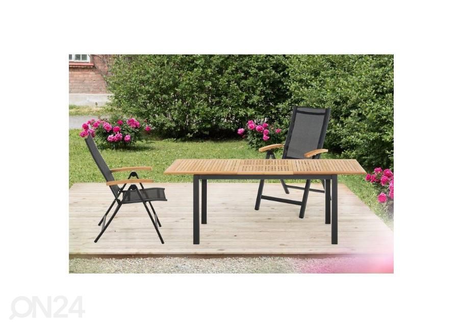 Удлиняющийся садовый стол Tika 156/214x88,5 cm, коричневый/чёрный увеличить