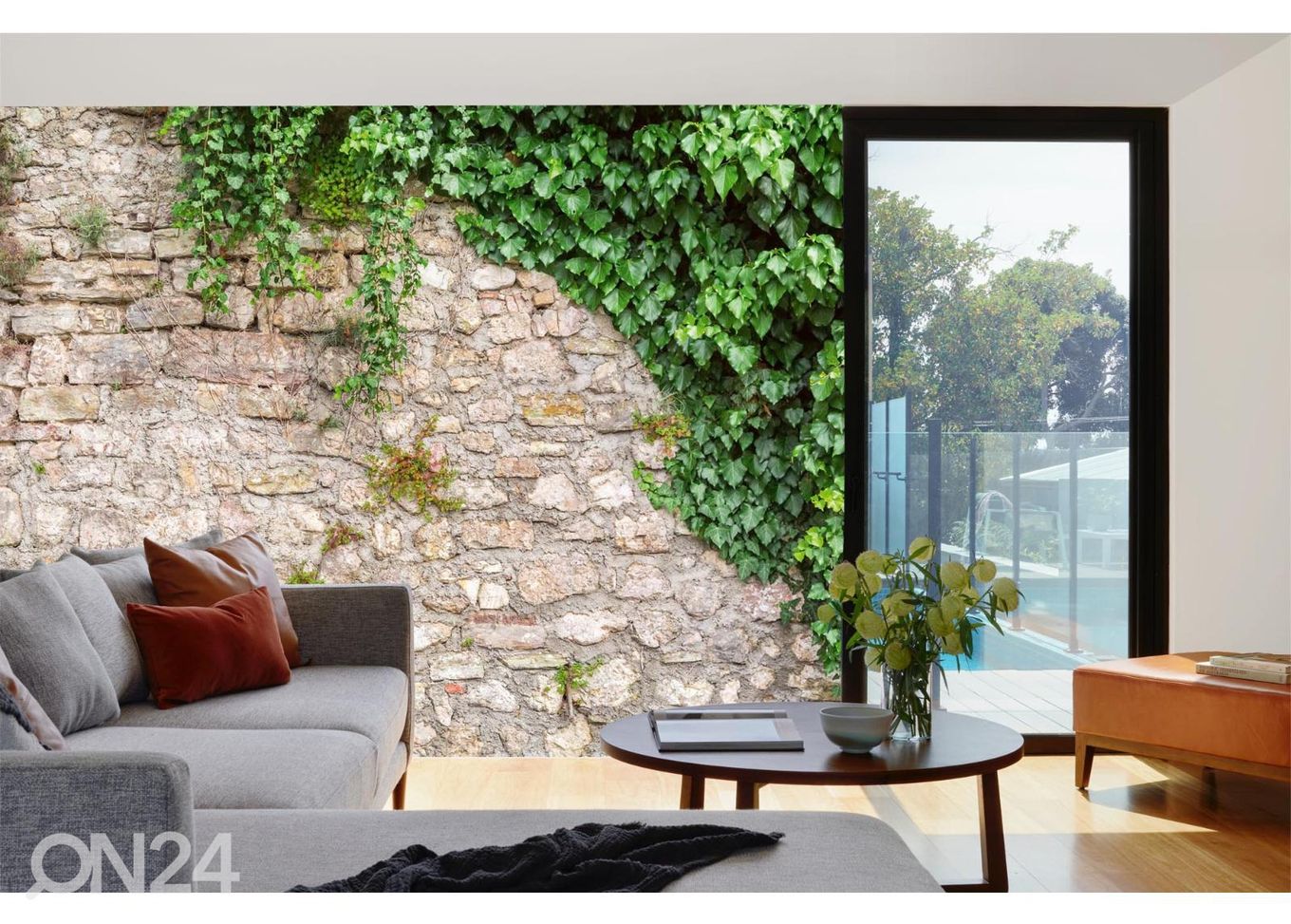 Флизелиновые фотообои Stone Wall With Leaves увеличить