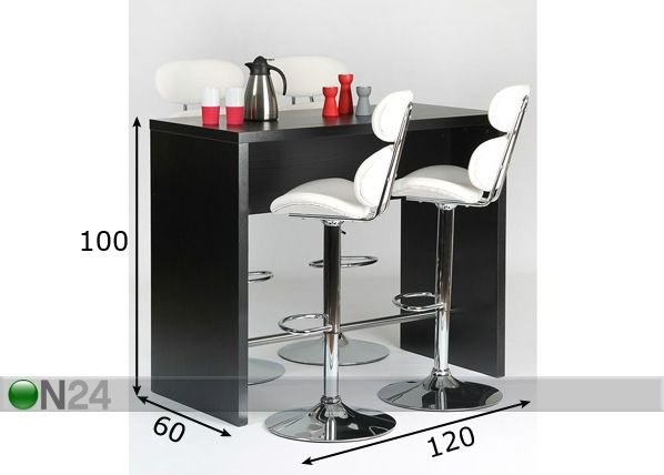 Барный стол 120x60 cm, чёрный размеры