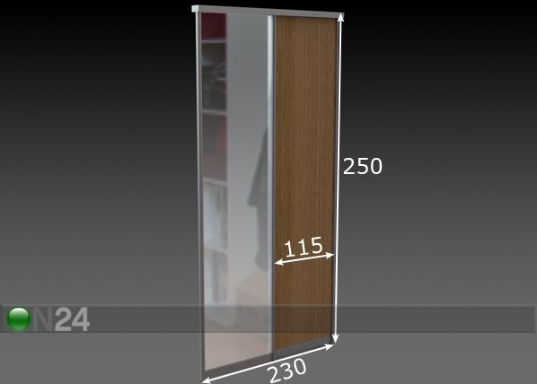 Двери-купе Prestige, 1 зеркало и 1 меламиновая дверь 230x250 cm размеры