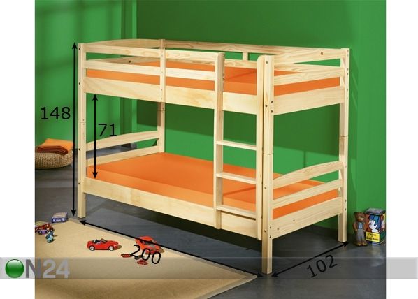 Двухъярусная кровать из массива дерева Salvador 90x190 cm размеры