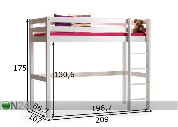 Двухъярусная кровать из массива сосны Tom 90x200 cm размеры
